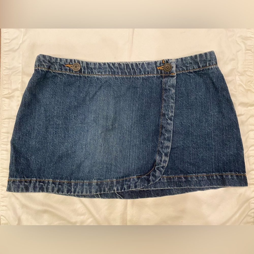 Urban Outfitters 2000's Wrap Denim Mini Skirt Bella Hadid style Vintage Y2K